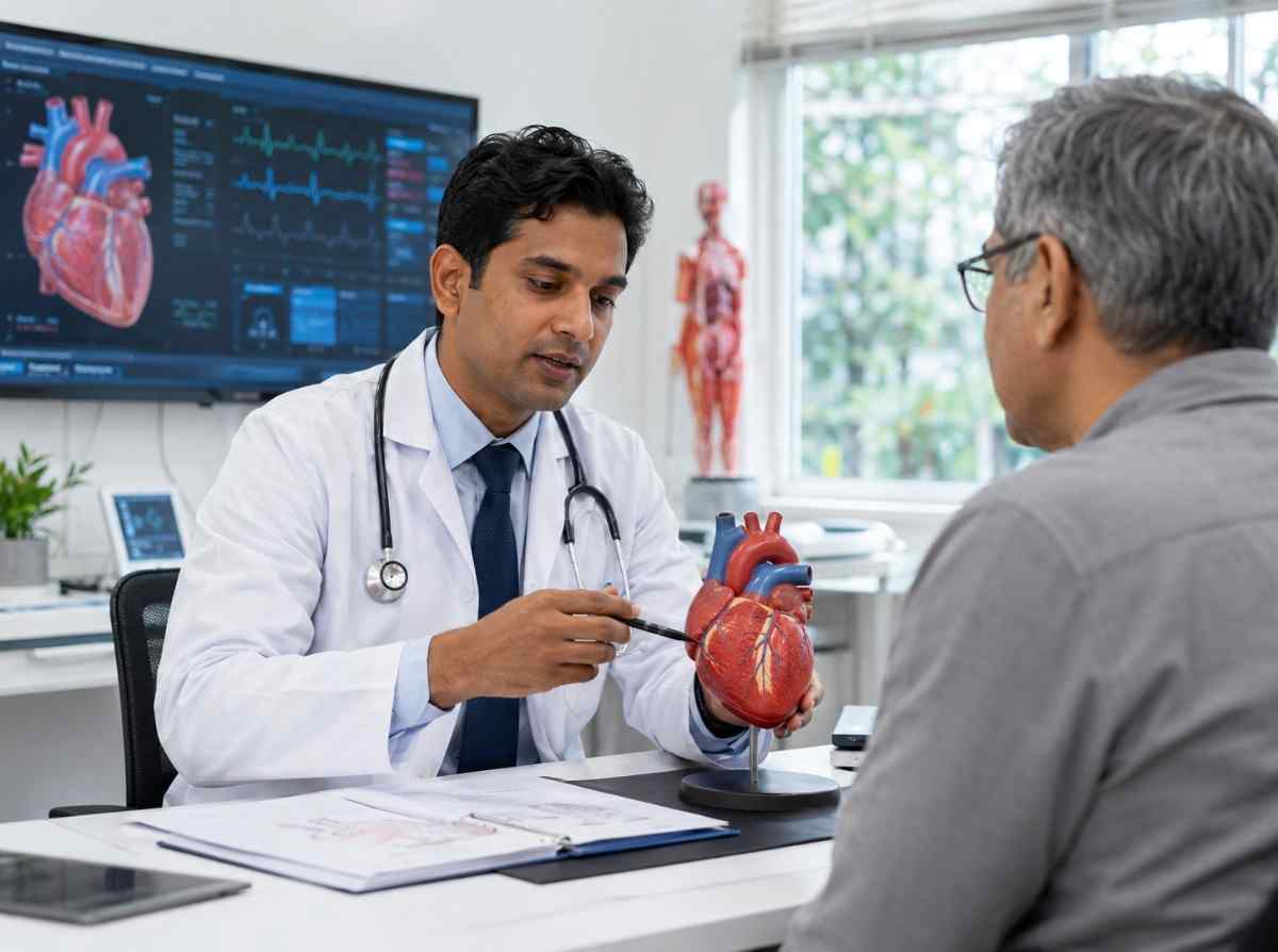 Doctor explaining heart health awareness and preventive cardiology care