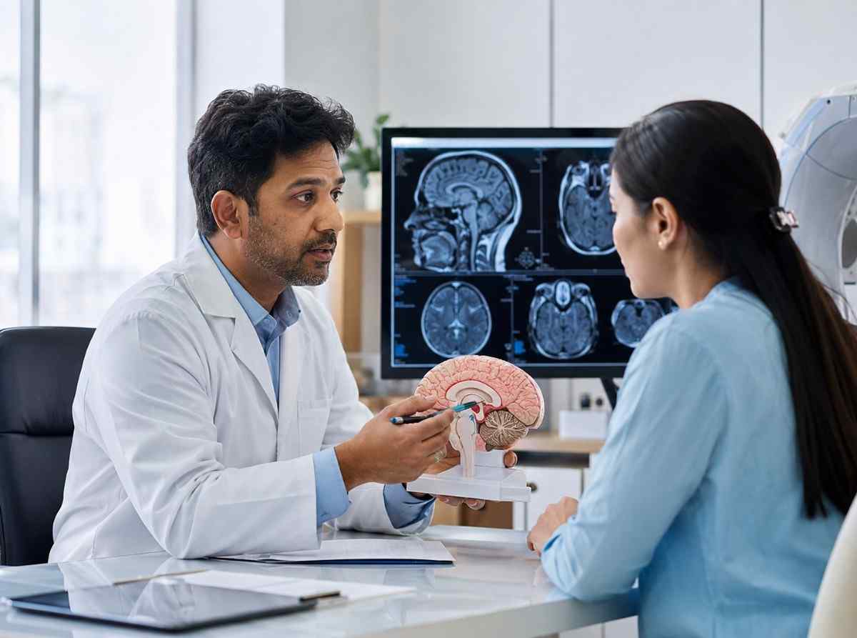 Neurology specialist discussing early signs and symptoms of neurological disorders
