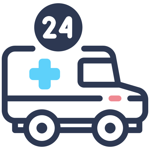 24 hour emergency medical care and ambulance services icon