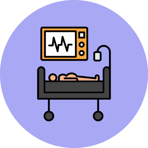 Advanced intensive care unit ICU facilities and critical care services icon